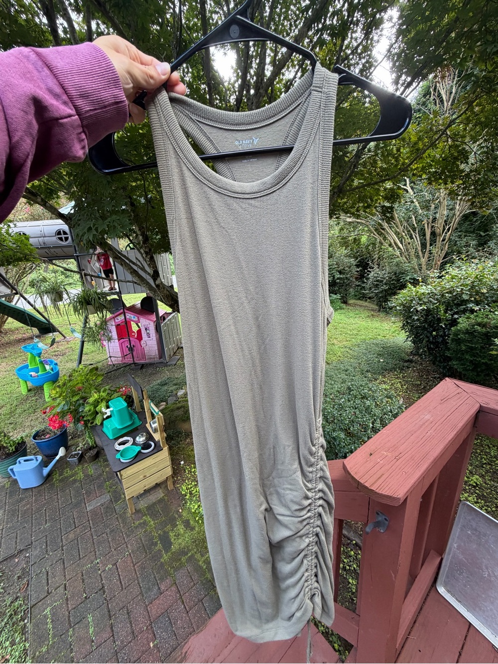 Old Navy Olive Green Sleeveless Ruched Tank Dress